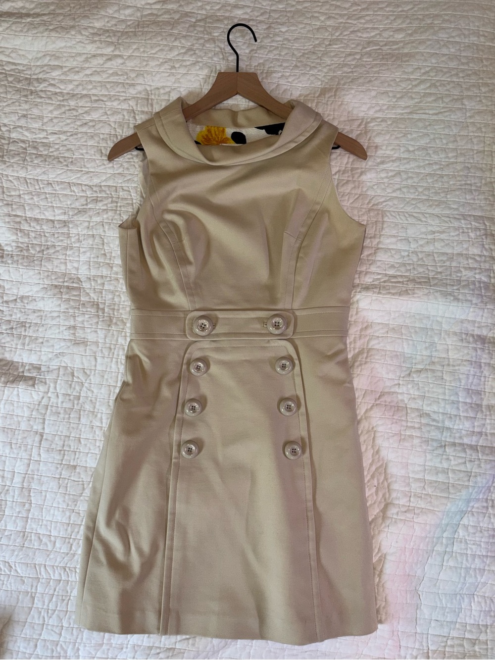 Milly of New York Cream Sleeveless Double-Breasted Dress